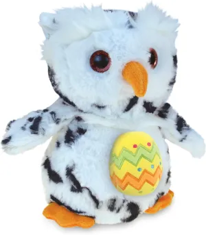 DolliBu White Owl Bird with Yellow Easter Egg Plush and Name Personalization - Cute Stuffed Animals for Easter Basket, Easter Egg Stuffed Animal Spring Toys for Girls, Boy, Baby - 8.5 Inches