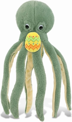 DolliBu Super Soft Green Octopus with Yellow Easter Egg Plush and Name Personalization - Stuffed Animals for Easter Basket, Easter Egg Stuffed Animal Spring Toys for Girls, Boy, Baby - 15 Inches