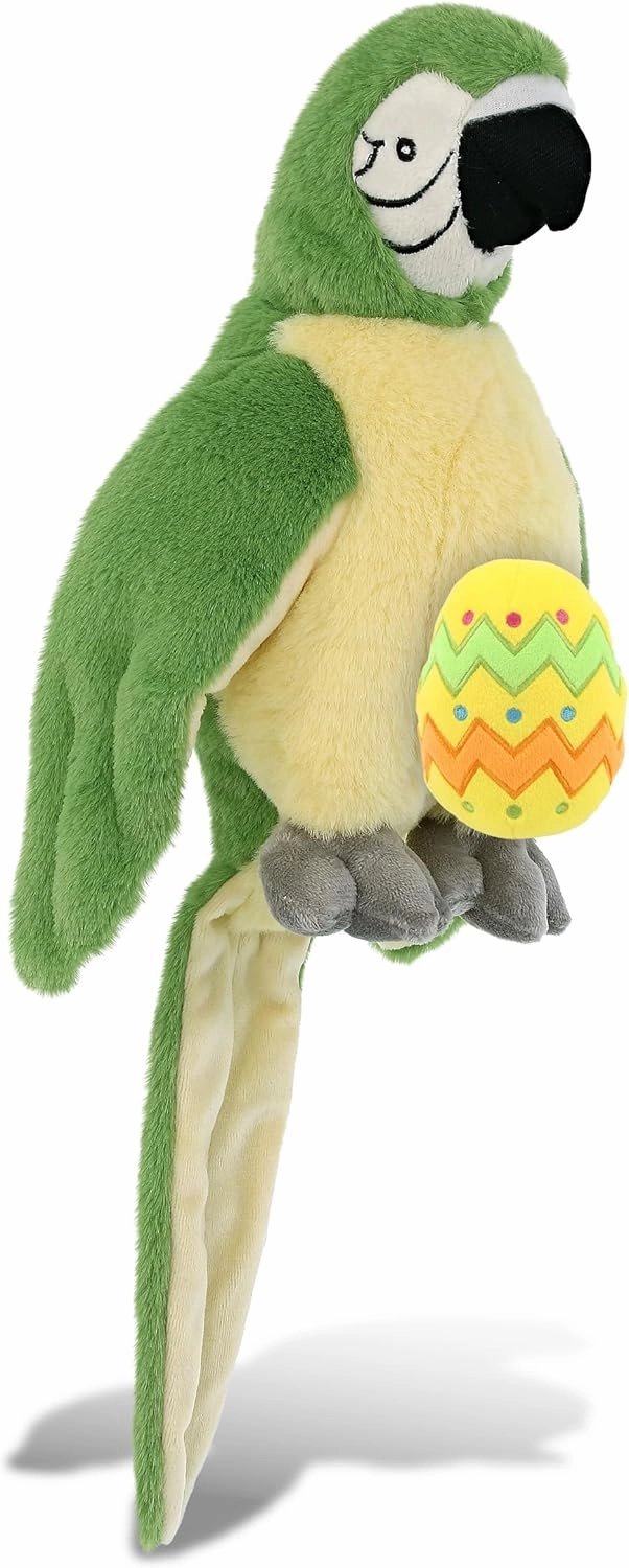 DolliBu Super Soft Green Parrot with Yellow Easter Egg Plush and Name Personalization - Cute Stuffed Animals for Easter Basket, Easter Egg Stuffed Animal Spring Toys for Girls, Boy, Baby - 9 Inches