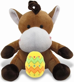 DolliBu Super Soft Horse with Yellow Easter Egg Plush and Name Personalization - Cute Stuffed Animals for Easter Basket, Easter Egg Stuffed Animal Spring Toys for Girls, Boy, Baby - 6 Inches