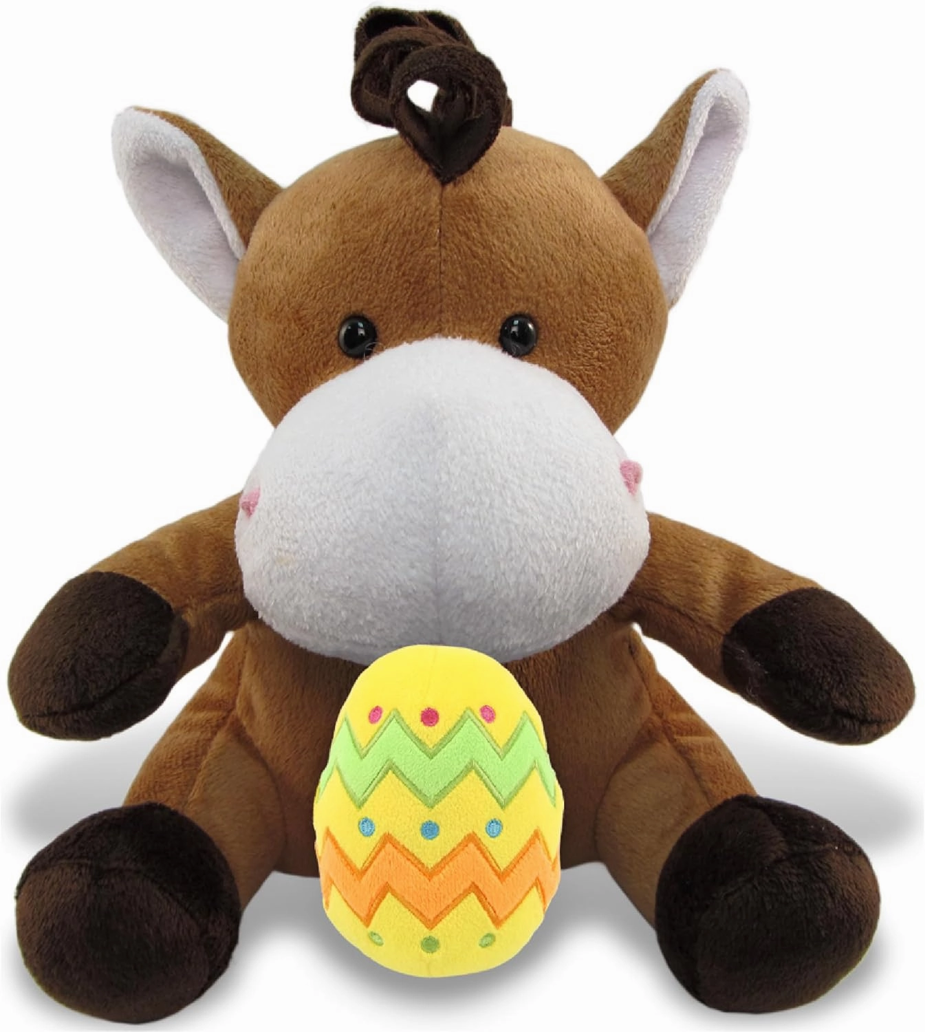 DolliBu Super Soft Horse with Yellow Easter Egg Plush and Name Personalization - Cute Stuffed Animals for Easter Basket, Easter Egg Stuffed Animal Spring Toys for Girls, Boy, Baby - 6 Inches