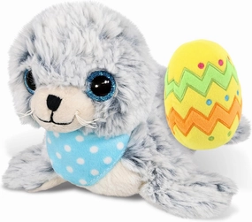 DolliBu Super Soft Sea Lion with Yellow Easter Egg Plush - Perfect Stuffed Animals for Easter Basket, Cute Easter Egg Stuffed Animal Spring Toys for Girls, Boy, Baby - 8 Inches