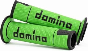 Domino A450 Road Race Performance Motorcycle Handlebar Grips - Medium/Soft (Green/Black)