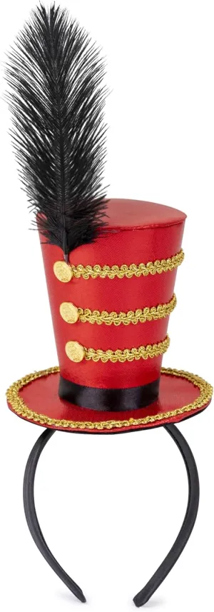 Dress-Up-America Ringmaster Hat Headband - Perfect for Ring Master Costume Female, Women, Themed Costumes, Womens Ringmaster Hat, Lion Tamer Costume, and Mini Top Hat
