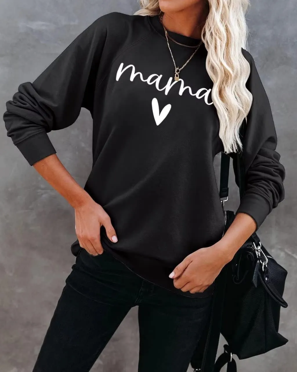Dressmine Womens Casual Long Sleeve Crewneck Loose Mama Sweatshirt Graphic Shirts Pullover Tops