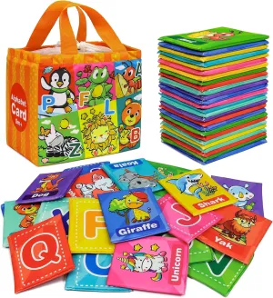 Dr.Rapeti Soft Alphabet Cards, 26pcs ABC Alphabet, 26 Letters Flash Cards with Storage Bag Washable Non-Toxic, Early Learning Toy, Baby Bath Toy for Baby Infant Toddler Kids
