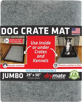 Drymate Dog Crate Mat Liner, Absorbs Urine, Waterproof, Non-Slip, Washable Puppy Pee Pad for Kennel Training - Use Under Pet Cage to Protect Floors, Thin Cut to Fit Design (USA Made) (LGrey)(29"x50")