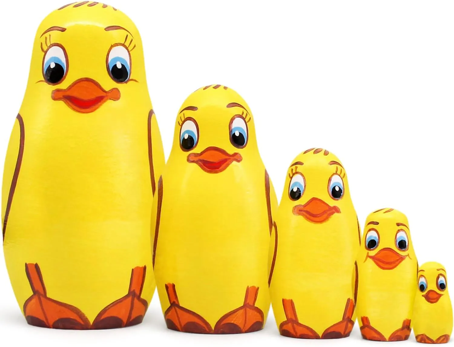Ducklings Nesting Dolls Set 5 pcs - Wooden Mother Duck and Ducklings – Matryoshka Dolls