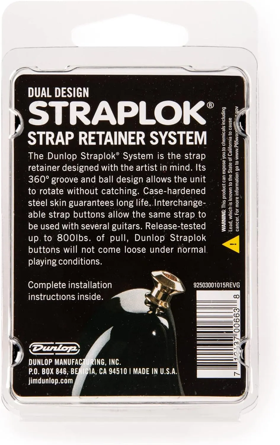 Dunlop SLS1033BK Jim Dual Design Straplok Strap Retainers-Black (48103002002)