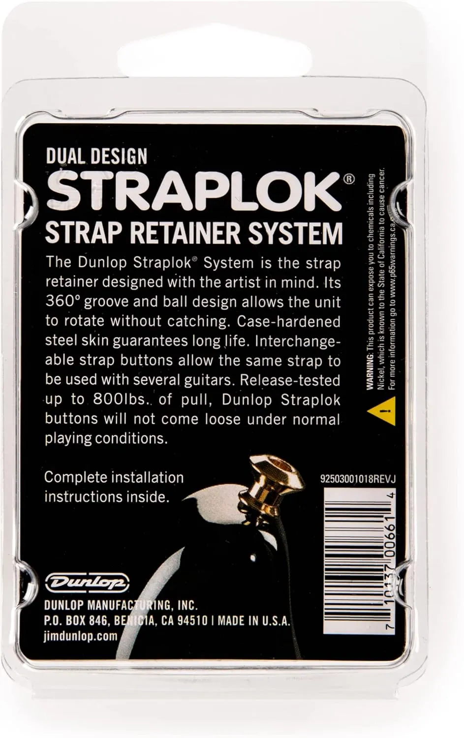 Dunlop Straplok Dual Design Strap Retainer System - Nickel