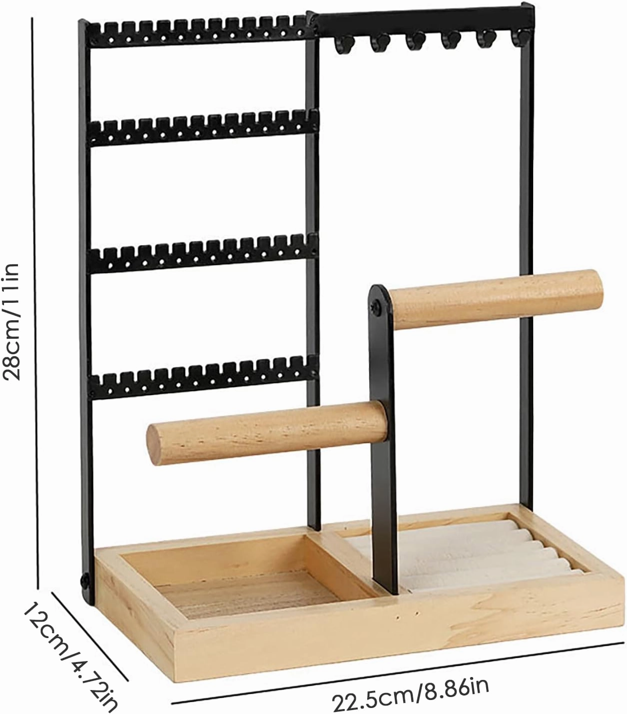 Earring Holder,Jewelry Organizer, Jewelry Display Stand with Metal Frame and Velvet Tray,Jewelry Organizer Holder for Earrings Necklaces Bracelets Watches and Rings (A)