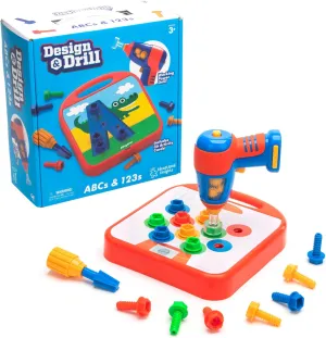 Educational Insights Design & Drill ABCs & 123s - Construction Toys & Toddler Tools, Kids Tool Set with Real Electric Drill Toy, Preschool Learning Activities, Building Kits and Gifts for Ages 3 