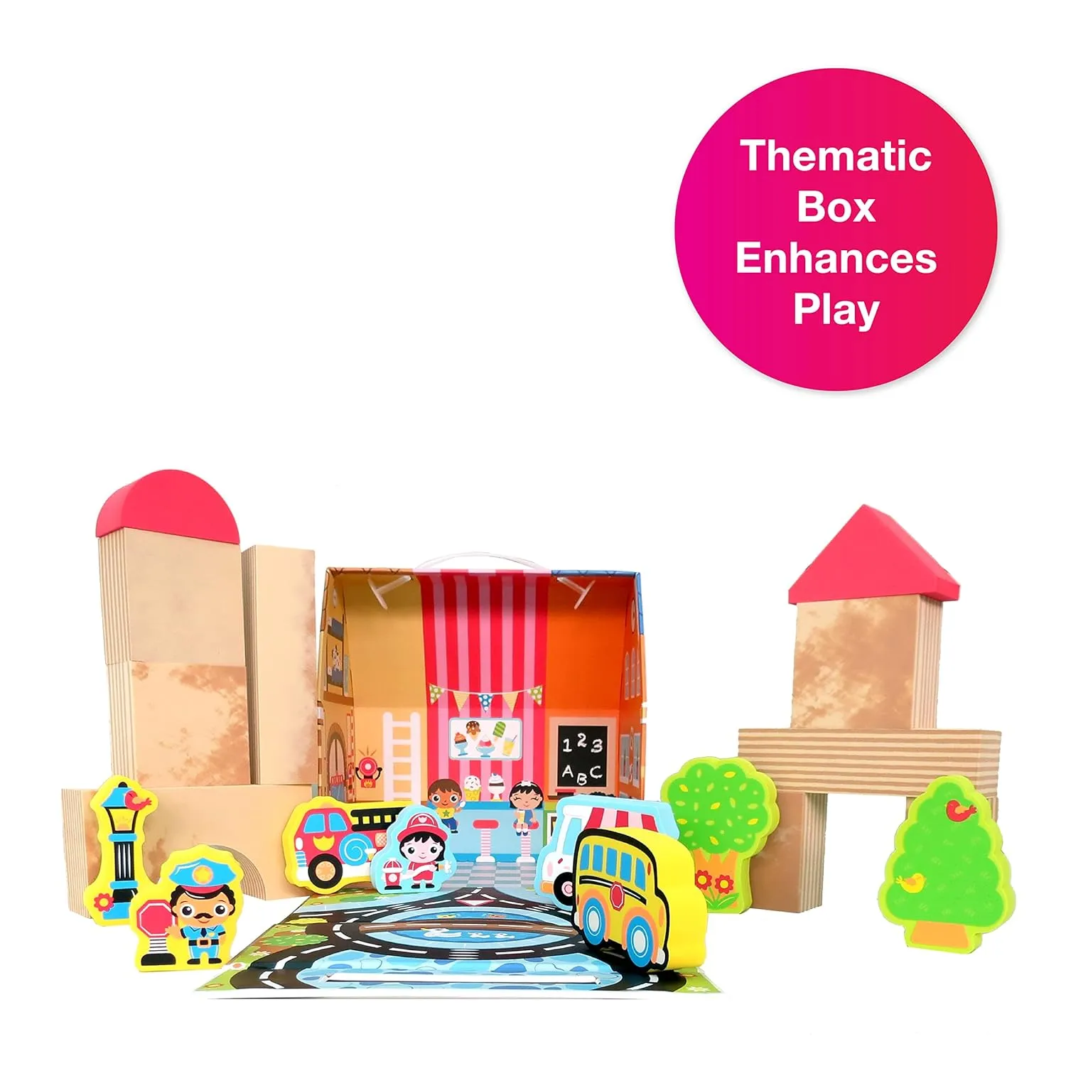 Edushape My Soft World Town Blocks for Toddlers 1-3 - Set of 29 Foam Blocks for Pretend Play, Creativity, Imaginative Play - Thematic Storage Box Included with Baby Blocks for Toddlers, Babies, Kids