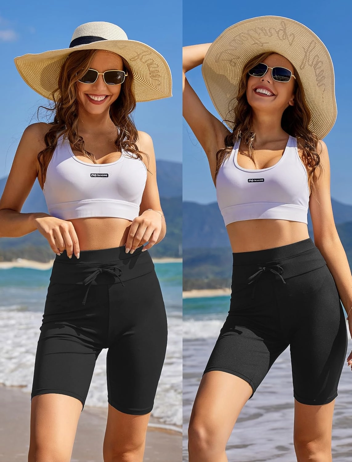 Ekouaer Women's Board Shorts High Waist Swim Shorts Beach Surf Swimwear Shorts S-4XL
