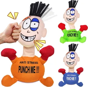 Electric Anti Stress Punch Me Plush Doll Relief Toys, Funny Plush Doll with Screaming Sound Creative Screaming Toys Desktop Anger Management Toys for Adults and Children (Orange)