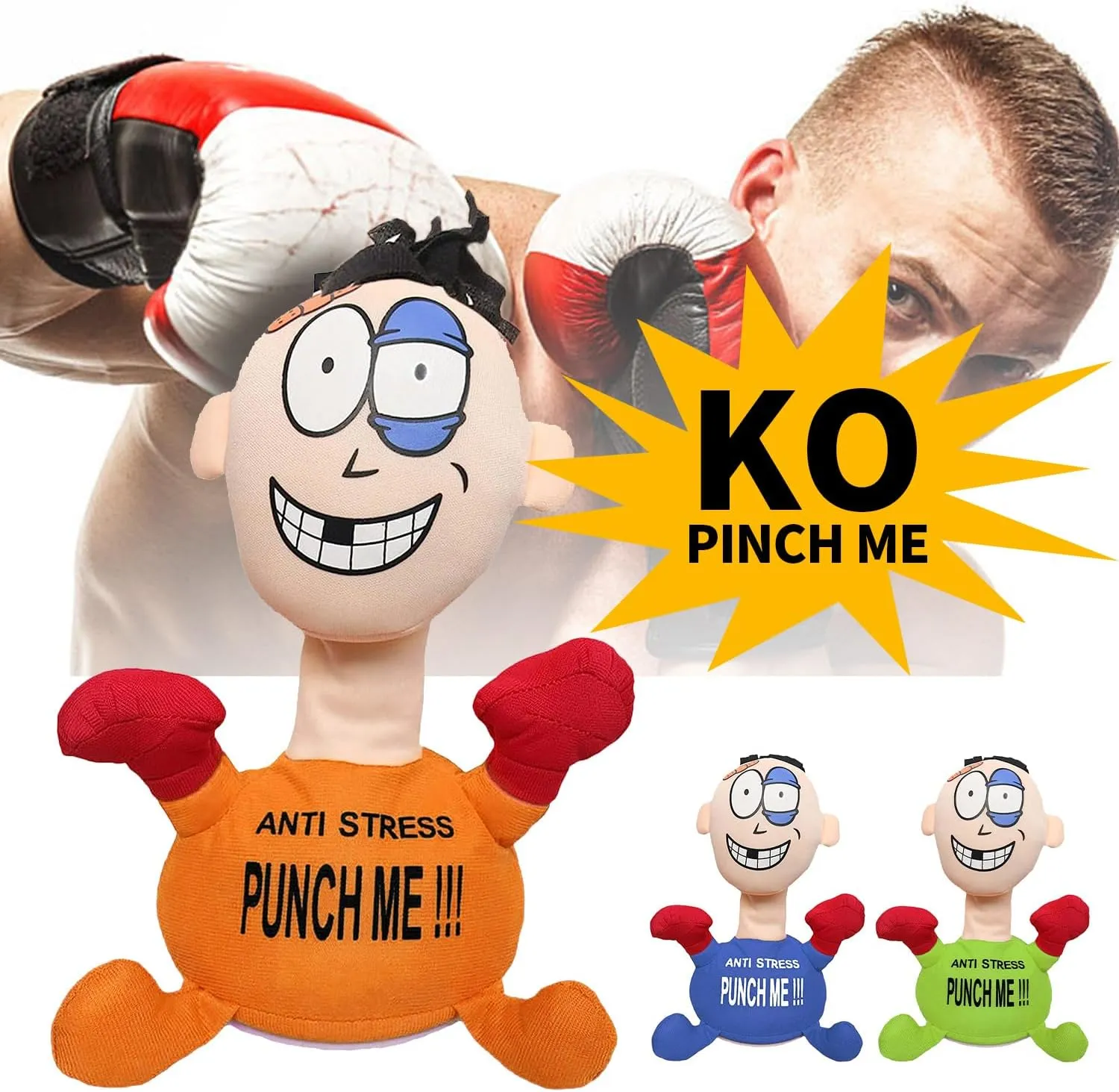 Electric Anti Stress Punch Me Plush Doll Relief Toys, Funny Plush Doll with Screaming Sound Creative Screaming Toys Desktop Anger Management Toys for Adults and Children (Orange)