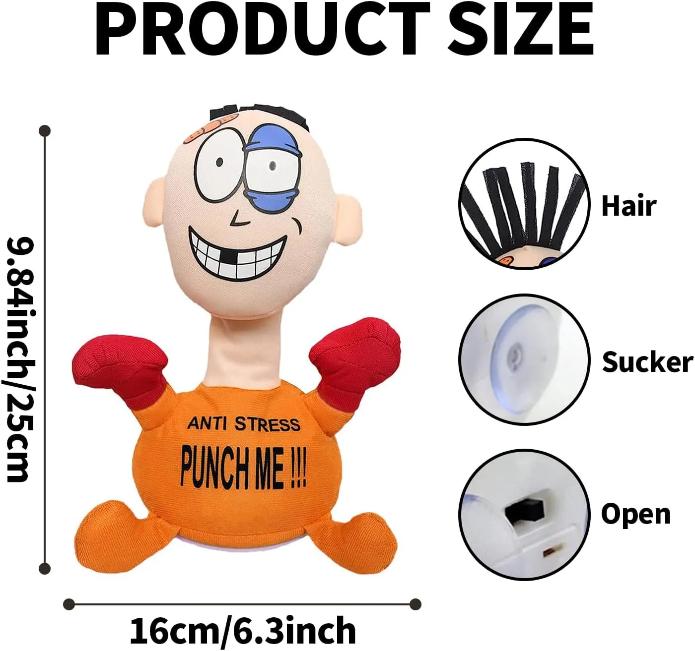 Electric Anti Stress Punch Me Plush Doll Relief Toys, Funny Plush Doll with Screaming Sound Creative Screaming Toys Desktop Anger Management Toys for Adults and Children (Orange)