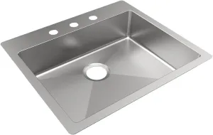 Elkay ECTSRAD2522603 Crosstown 18 Gauge Stainless Steel 25" x 22" x 6" 3-Hole Single Bowl Dual Mount ADA Sink