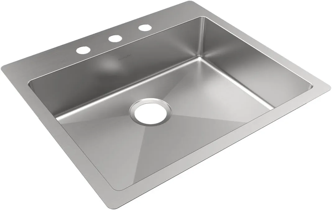 Elkay ECTSRAD2522603 Crosstown 18 Gauge Stainless Steel 25" x 22" x 6" 3-Hole Single Bowl Dual Mount ADA Sink