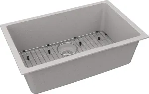 Elkay ELGRU13022GS0C Elkay Quartz Classic 29-1/2" x 18-3/4" x 9-1/2", Single Bowl Undermount Sink Kit, Greystone