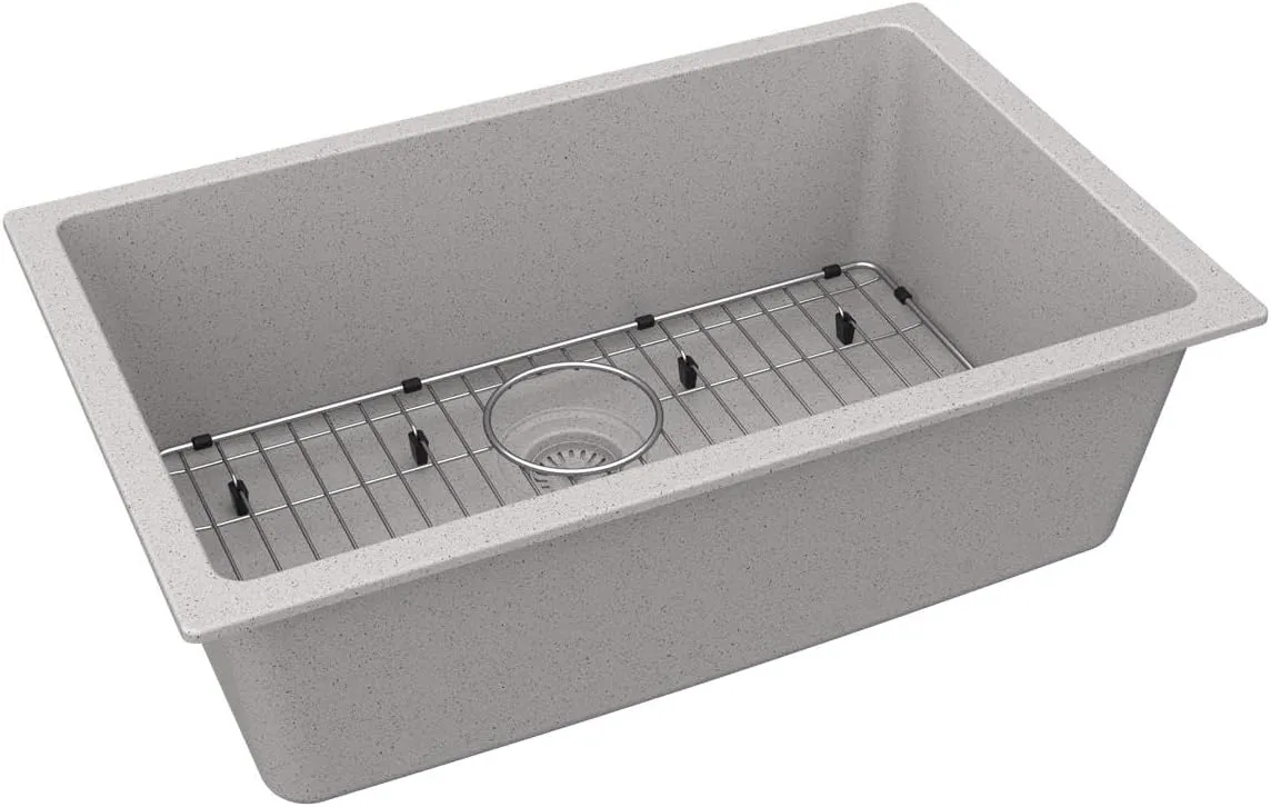 Elkay ELGRU13022GS0C Elkay Quartz Classic 29-1/2" x 18-3/4" x 9-1/2", Single Bowl Undermount Sink Kit, Greystone