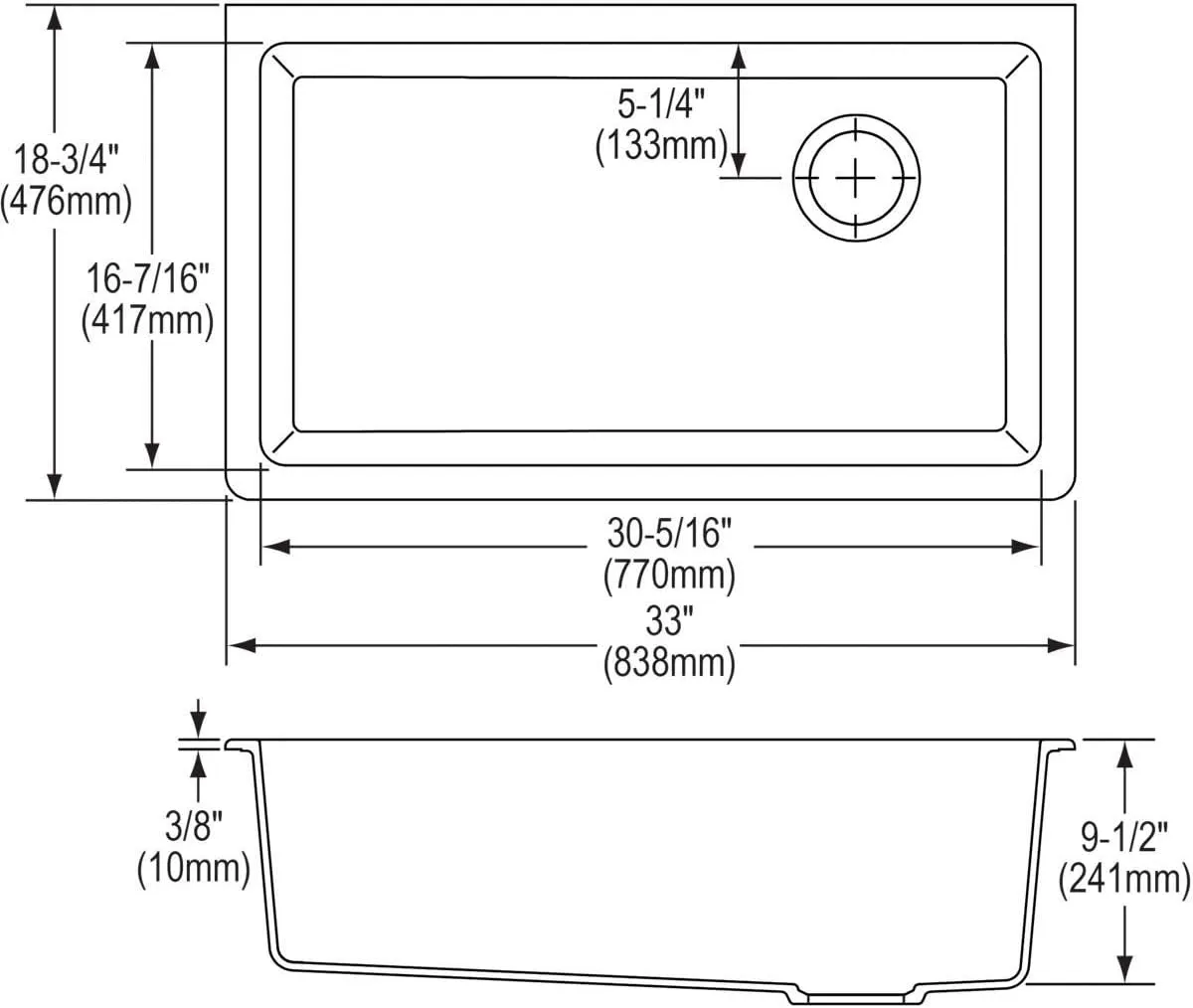 Elkay ELGU13322MC0 Quartz Classic Single Bowl Undermount Sink, Mocha