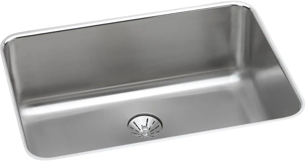 Elkay ELUH241610PD Lustertone Classic Single Bowl Undermount Stainless Steel Sink with Perfect Drain