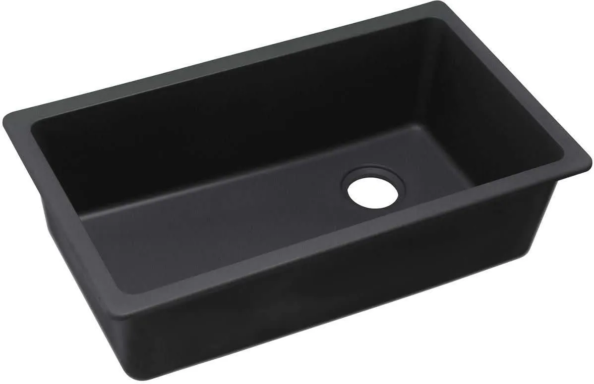 Elkay Quartz Classic ELGU13322BK0 Black Single Bowl Undermount Sink