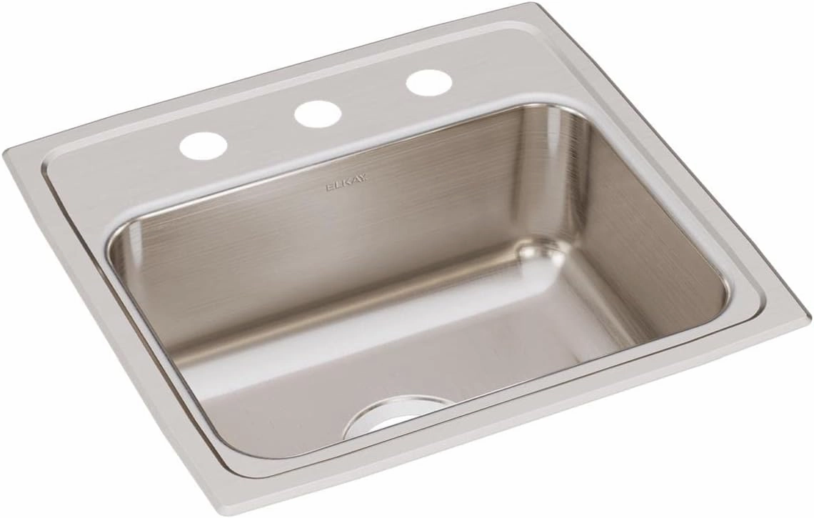 Elkay LR19183 Lustertone Classic Stainless Steel 19" x 18" x 7-5/8", Single Bowl Drop-in Sink, 1.5