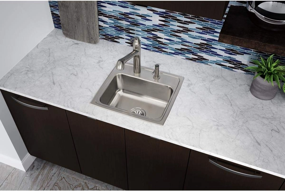 Elkay LR19183 Lustertone Classic Stainless Steel 19" x 18" x 7-5/8", Single Bowl Drop-in Sink, 1.5