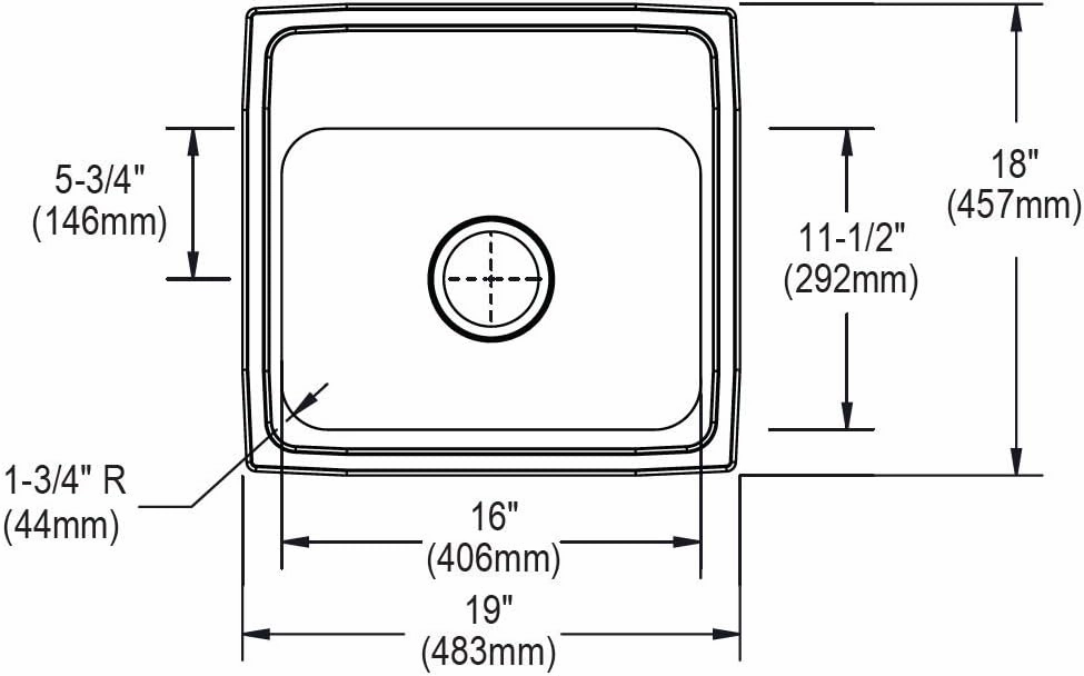 Elkay LR19183 Lustertone Classic Stainless Steel 19" x 18" x 7-5/8", Single Bowl Drop-in Sink, 1.5