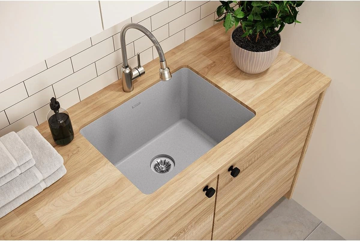 Elkay Quartz Classic ELGU251912PDGS0 Greystone Single Bowl Undermount Laundry Sink with Perfect Drain