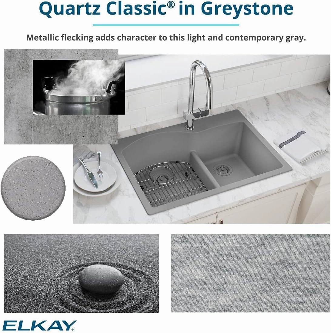 Elkay Quartz Classic ELGU251912PDGS0 Greystone Single Bowl Undermount Laundry Sink with Perfect Drain