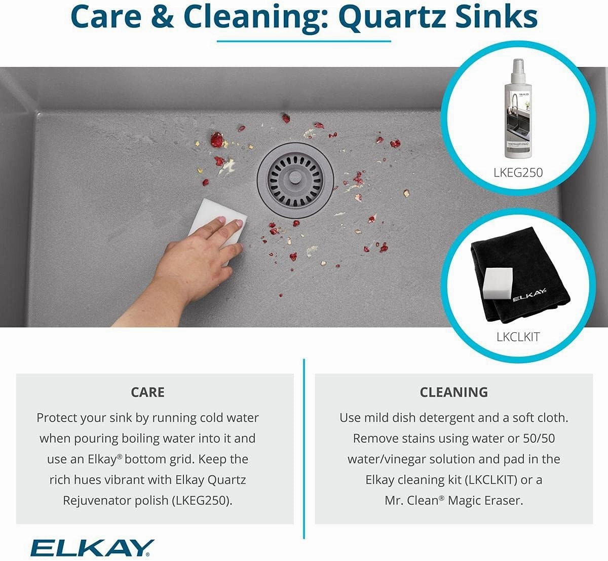 Elkay Quartz Classic ELGU251912PDGS0 Greystone Single Bowl Undermount Laundry Sink with Perfect Drain