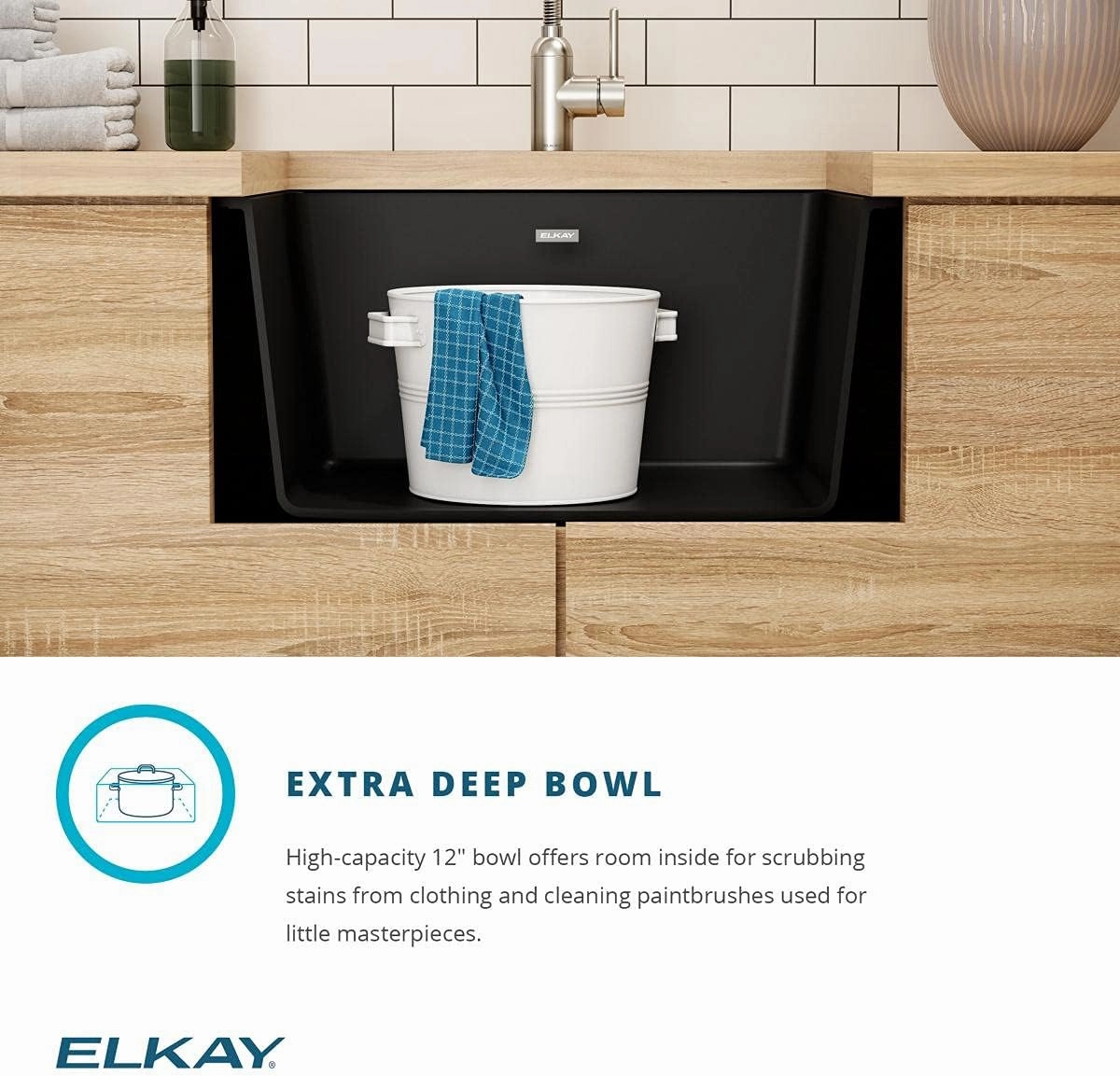 Elkay Quartz Classic ELGU251912PDGS0 Greystone Single Bowl Undermount Laundry Sink with Perfect Drain