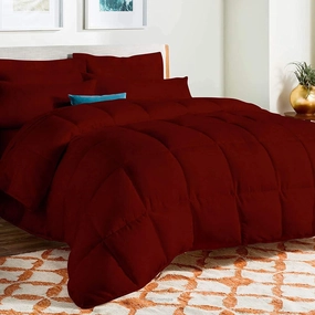 Emperor Comforter Set - 1000 Thread Count 8 Piece Bed in a Bag (22 inch Deep Pocket Sheet Set, Bed Skirt and 500GSM Comforter) 100% Egyptian Cotton Bedding Set - Burgundy