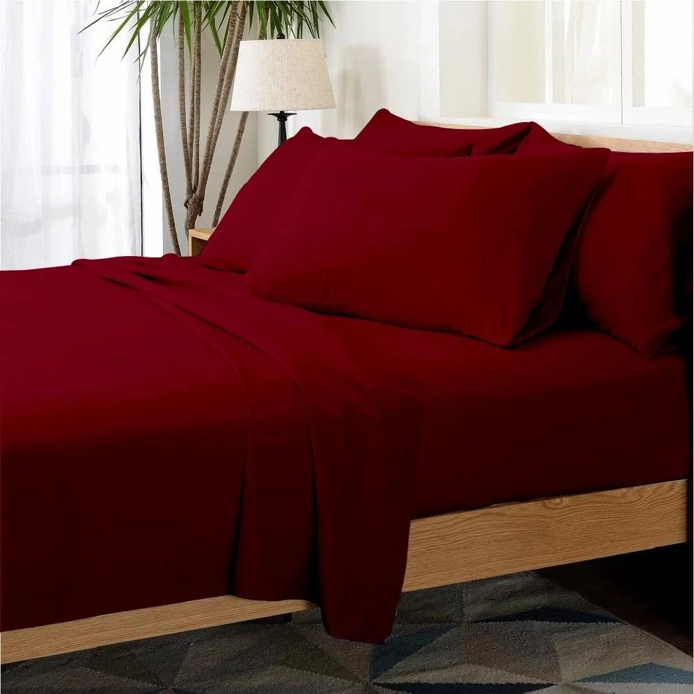 Emperor Comforter Set - 1000 Thread Count 8 Piece Bed in a Bag (22 inch Deep Pocket Sheet Set, Bed Skirt and 500GSM Comforter) 100% Egyptian Cotton Bedding Set - Burgundy