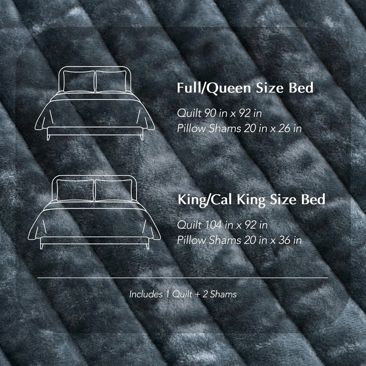 EVERGRACE Velvet Quilt Set Queen Size, Luxurious Soft Striped Channel Bedding Set, Lightweight Velvet Comforter for All Season, Oversized Bedspread Coverlet with 2 Matching Shams, Stormy Blue