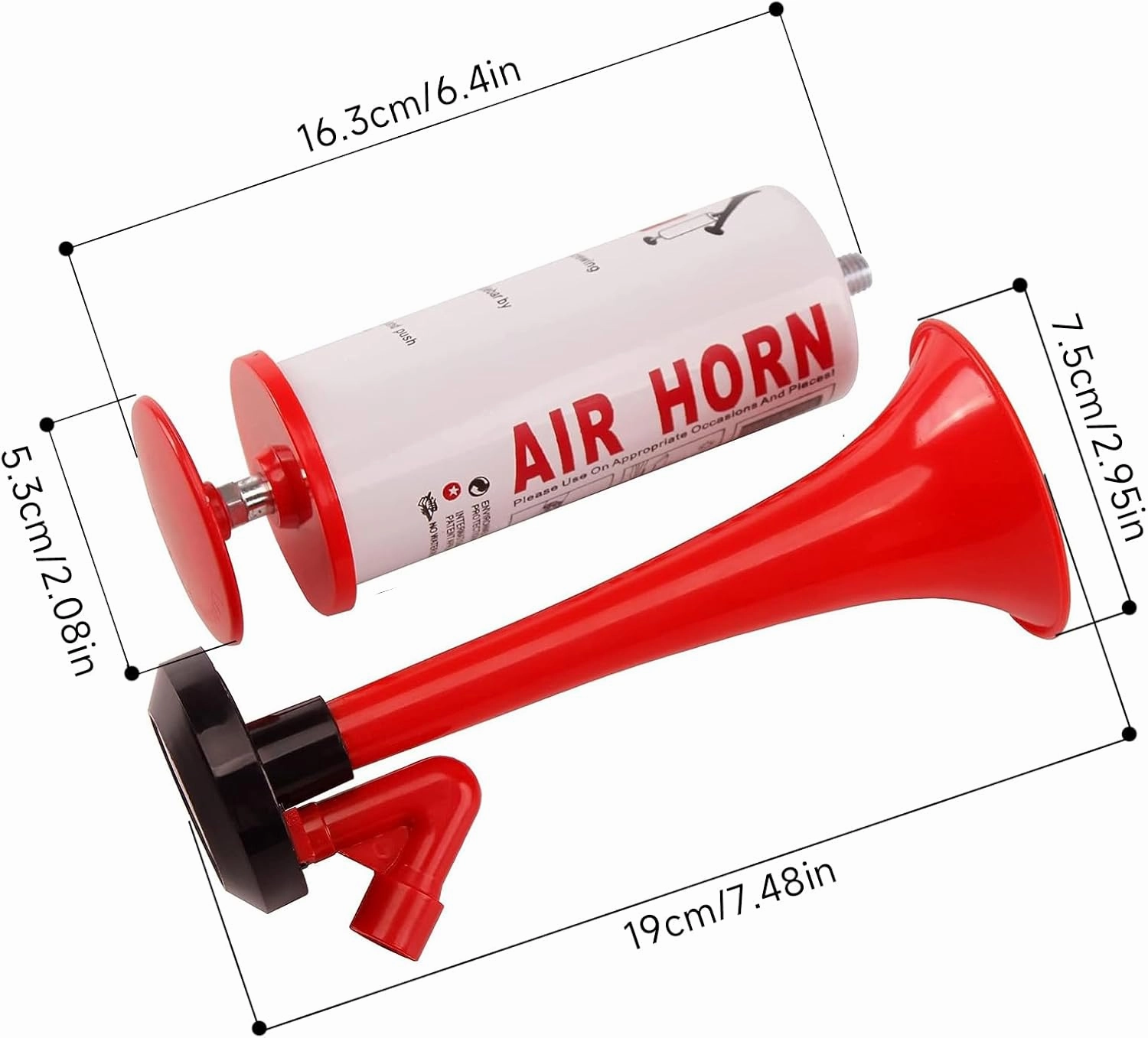 FARBIN Air horns Marine and Sports Pump Air Horn, Loud Sound Handheld Signal Boat Horn, Personal Safety Horn Alarm for Boating, Sports Events, Parties, Camping, Aggressive Animals (Handheld horn 4pcs)