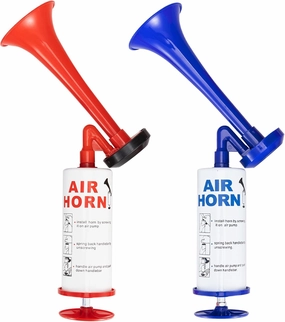 FARBIN Red Blue Air Horns for Safety Marine and Sports Pump Air Horn Loud Sound Handheld Signal Boat Horn Personal Safety Horn for Boating, Sports Events, Parties, Camping, Graduation