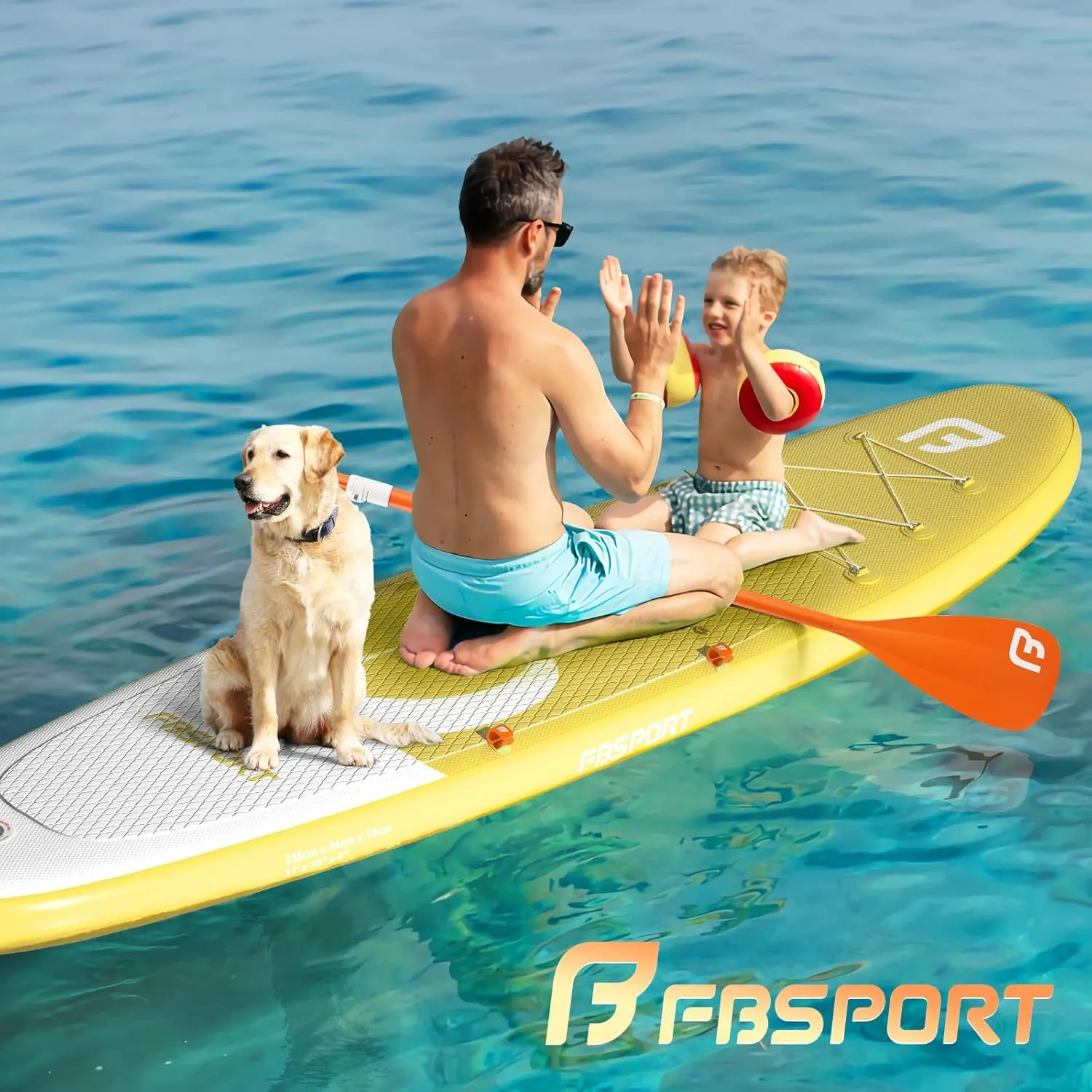 FBSPORT 11' Premium Stand Up Paddle Board, Yoga Board with SUP Accessories & Carry Bag | Wide Stance, Surf Control, Non-Slip Deck, Leash, Paddle and Pump for Youth & Adult