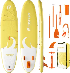 FBSPORT 11' Premium Stand Up Paddle Board, Yoga Board with SUP Accessories & Carry Bag | Wide Stance, Surf Control, Non-Slip Deck, Leash, Paddle and Pump for Youth & Adult