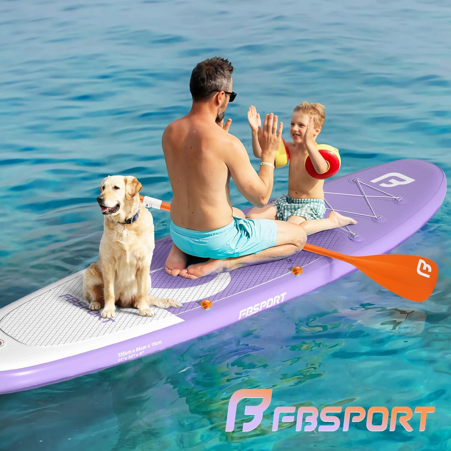 FBSPORT 11' Premium Stand Up Paddle Board, Yoga Board with SUP Accessories & Carry Bag | Wide Stance, Surf Control, Non-Slip Deck, Leash, Paddle and Pump for Youth & Adult