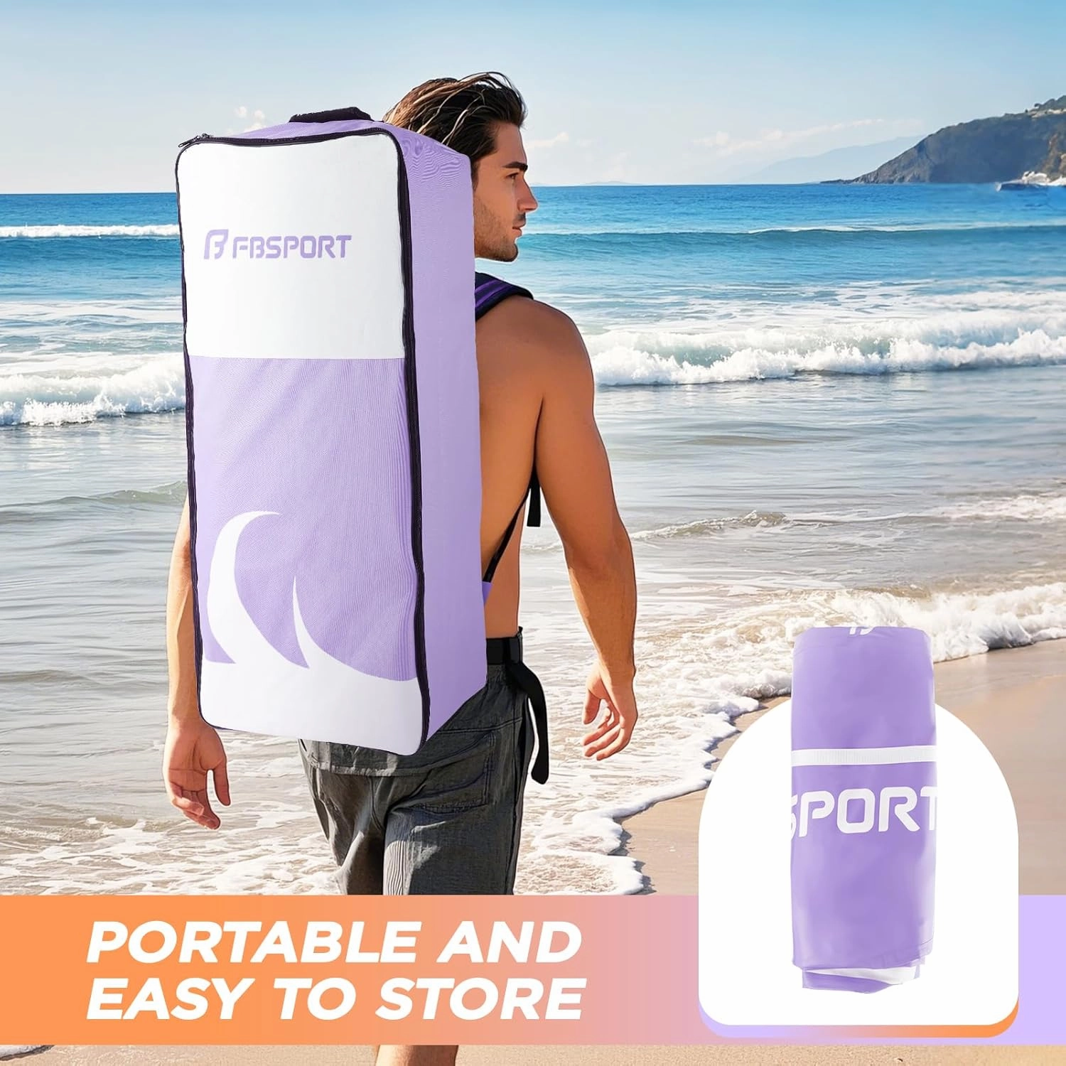 FBSPORT 11' Premium Stand Up Paddle Board, Yoga Board with SUP Accessories & Carry Bag | Wide Stance, Surf Control, Non-Slip Deck, Leash, Paddle and Pump for Youth & Adult