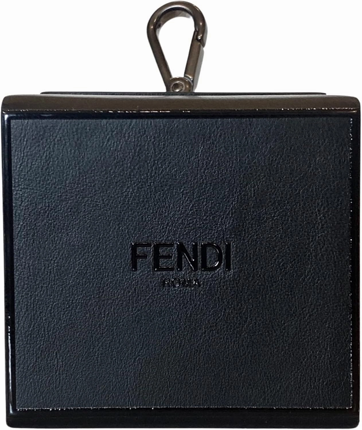 FENDI Roma Mini Box Black Leather Key Ring Charm 7AR894
