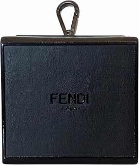FENDI Roma Mini Box Black Leather Key Ring Charm 7AR894