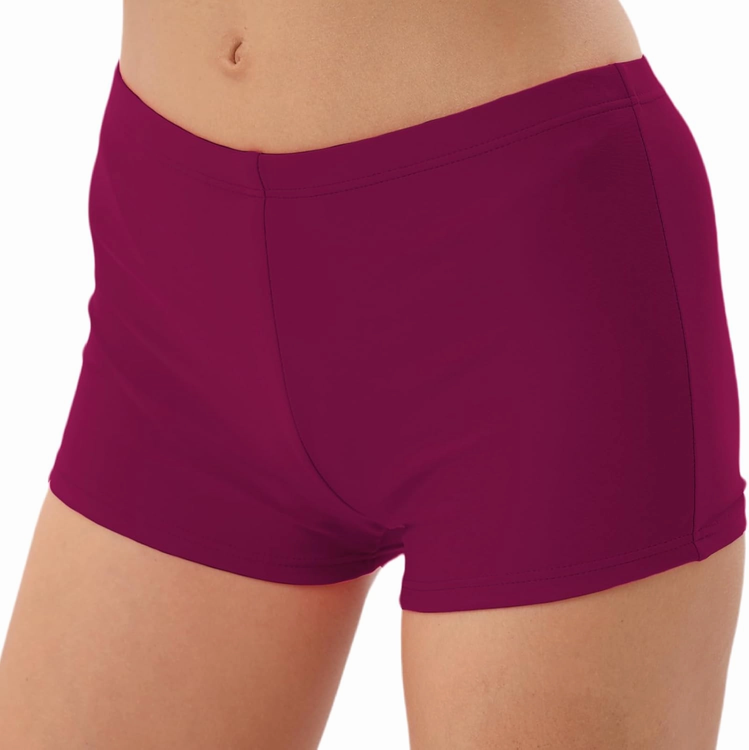 FEOYA Women's High Waisted Board Shorts Solid Color Stretchy Swim Bottoms Swimsuit Boyshorts