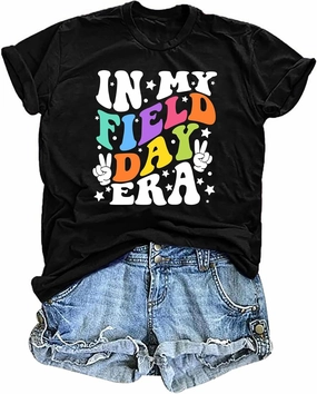 Field Day Shirts for Women: in My Field Day Era Teacher T-Shirt School Field Day Tee Tops Field Trip Short Sleeve