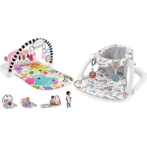 Fisher-Price Baby Activity Mat Glow and Grow Kick & Play Piano Gym with Portable Musical Toy, Floor Seat with Toys & Machine Washable Seat Pad