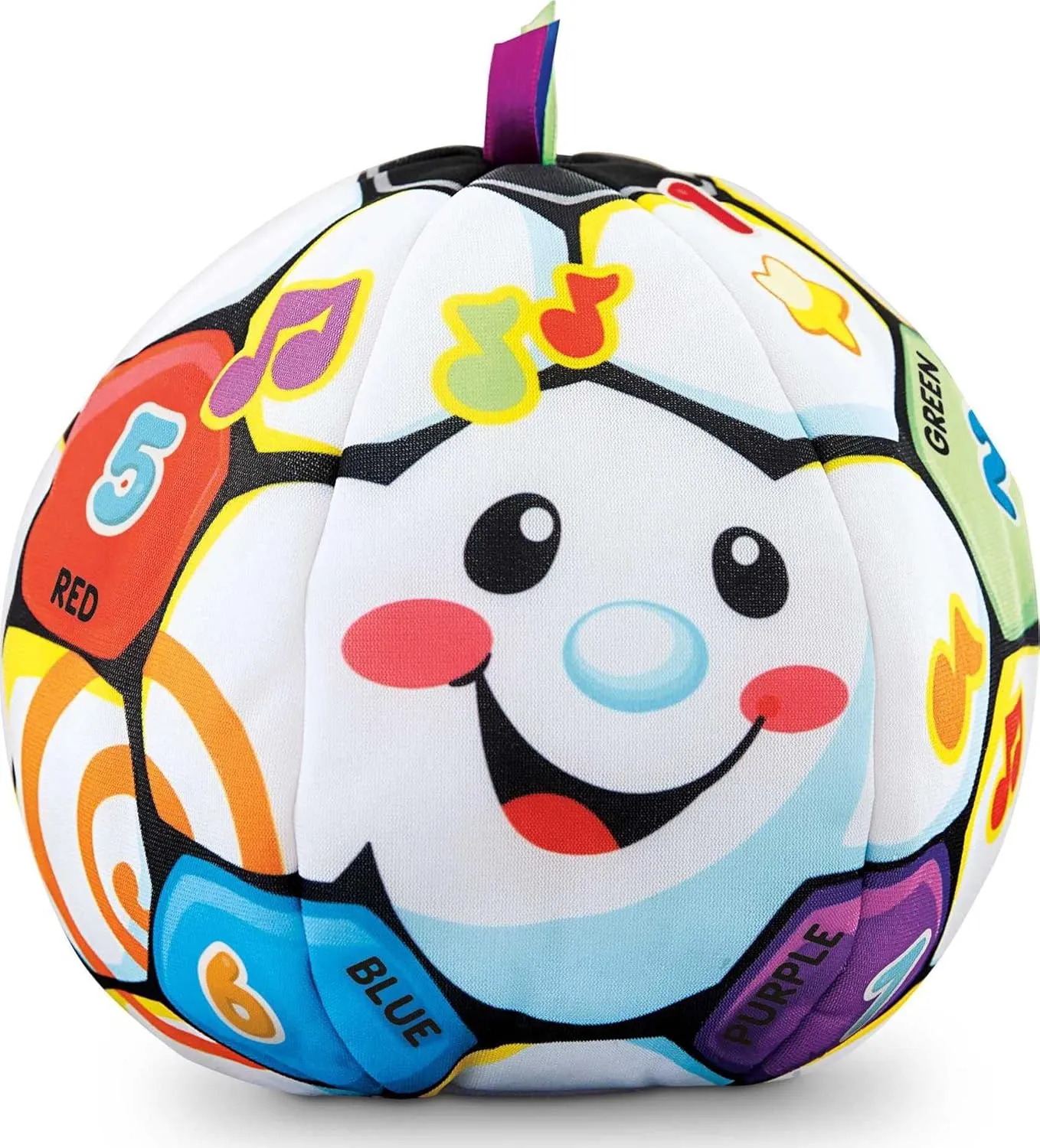 Fisher-Price Baby Learning Toy Laugh & Learn Singin’ Soccer Ball Musical Plush with Sounds & Phrases for Infants Ages 6  Months